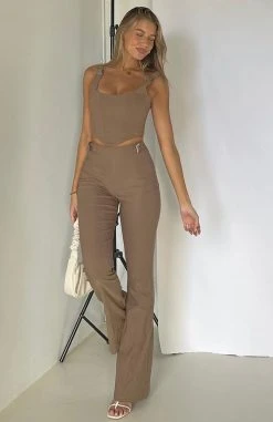 White Fox Boutique AU Satisfy Me Pants Mocha Clothing