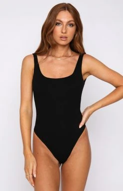 White Fox Boutique AU Clothing Always On My Mind Bodysuit Black