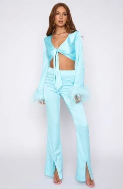 White Fox Boutique AU Clothing Don't Get It Twisted Pants Aqua