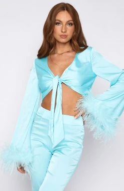 White Fox Boutique AU Style Sensation Crop Aqua
