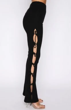 White Fox Boutique AU Clothing Side Profile Pants Black