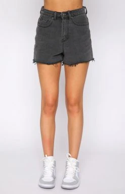 White Fox Boutique AU World Is Yours Denim Shorts Black Acid