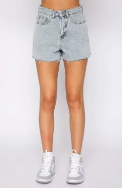 White Fox Boutique AU World Is Yours Denim Shorts Blue Denim Clothing