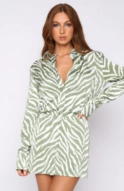 White Fox Boutique AU Inspire You Mini Dress Sage Zebra Clothing