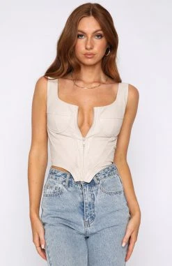 White Fox Boutique AU City Look Bustier Taupe Clothing