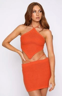 White Fox Boutique AU Friendzone Mini Skirt Rust