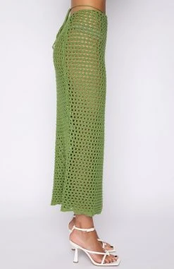 White Fox Boutique AU Clothing Thinking About You Midi Skirt Green