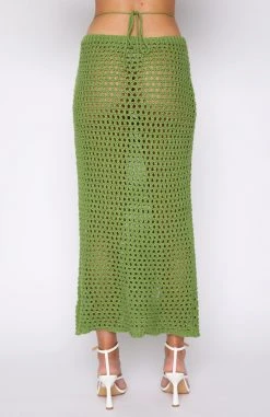 White Fox Boutique AU Clothing Thinking About You Midi Skirt Green
