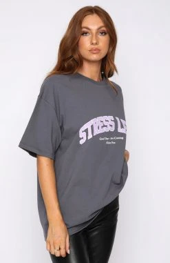 White Fox Boutique AU Stress Less Oversized Tee Steel Clothing