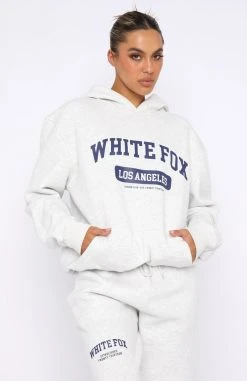 White Fox Boutique AU Clothing Varsity Vibe Hoodie Grey Marle