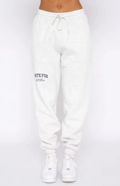 White Fox Boutique AU Varsity Vibe Sweatpants Grey Marle Clothing