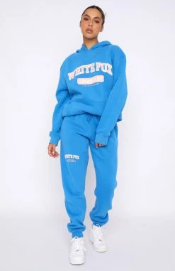 White Fox Boutique AU Clothing Varsity Vibe Hoodie Azure Blue