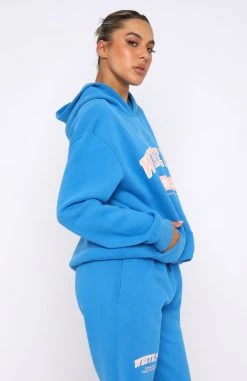 White Fox Boutique AU Clothing Varsity Vibe Hoodie Azure Blue