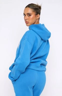 White Fox Boutique AU Clothing Varsity Vibe Hoodie Azure Blue