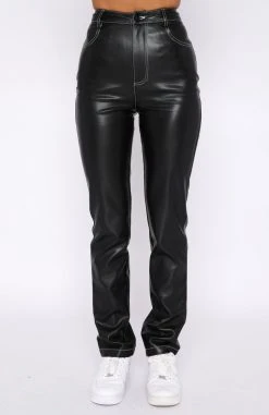 White Fox Boutique AU Truth Be Told PU Pants Black