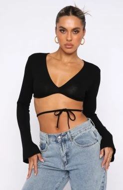 White Fox Boutique AU Get Onto It Long Sleeve Top Black