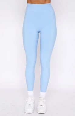 White Fox Boutique AU Go Getter High Waisted Leggings Sky Blue Activewear
