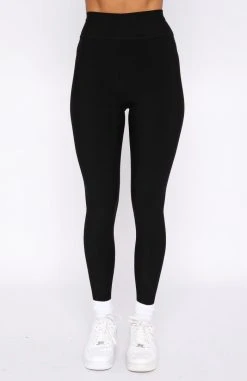 White Fox Boutique AU Go Getter High Waisted Leggings Black Activewear