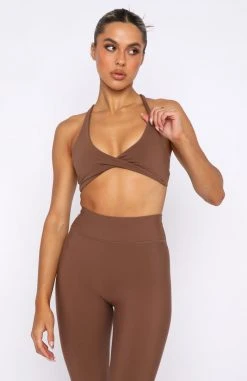White Fox Boutique AU High Definition Sports Bra Chocolate Activewear