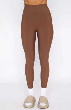 White Fox Boutique AU Go Getter High Waisted Leggings Chocolate