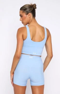 White Fox Boutique AU Activewear Activation Sports Crop Sky Blue