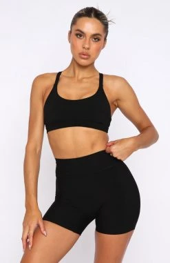 White Fox Boutique AU Crunch Time Sports Crop Black