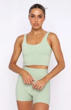 White Fox Boutique AU Activewear Activation Sports Crop Sage