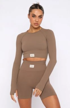 White Fox Boutique AU Activewear In Control Long Sleeve Seamless Crop Dolce