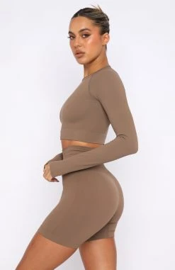 White Fox Boutique AU Activewear In Control Long Sleeve Seamless Crop Dolce