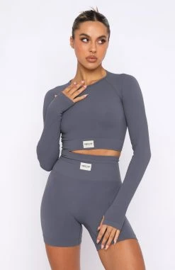 White Fox Boutique AU In Control Long Sleeve Seamless Crop Storm 10 White Fox Boutique AU In Control Long Sleeve Seamless Crop Storm