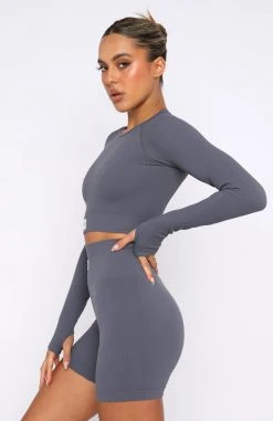 White Fox Boutique AU In Control Long Sleeve Seamless Crop Storm 11 White Fox Boutique AU In Control Long Sleeve Seamless Crop Storm