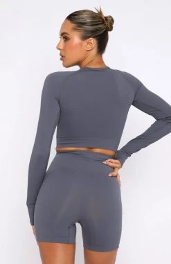 White Fox Boutique AU In Control Long Sleeve Seamless Crop Storm 12 White Fox Boutique AU In Control Long Sleeve Seamless Crop Storm