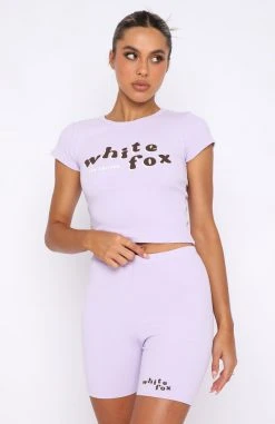 White Fox Boutique AU 4th Edition Ribbed Baby Tee Orchid Clothing
