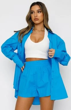 White Fox Boutique AU Behind The Look Shirt Blue Clothing