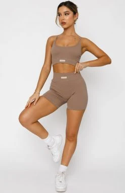 White Fox Boutique AU Go The Distance Seamless Crop Mocha