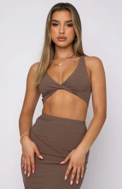 White Fox Boutique AU Clothing Good Moves Crop Mocha