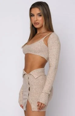 White Fox Boutique AU No Guidance Crop Beige Sale