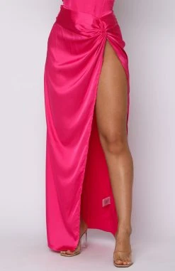 White Fox Boutique AU Perfect Vibe Maxi Skirt Hot Pink