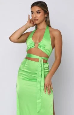 White Fox Boutique AU Got Game Crop Green