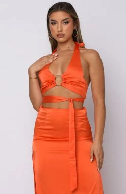 White Fox Boutique AU Got Game Crop Orange Tops