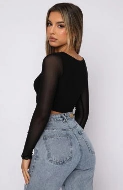 White Fox Boutique AU Clothing Real Things Long Sleeve Crop Black