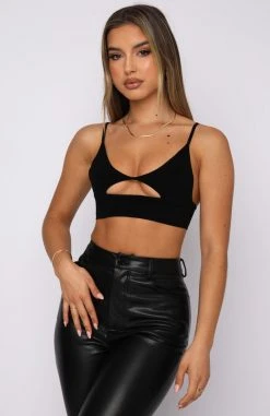 White Fox Boutique AU Clothing Good Behaviour Knit Crop Black