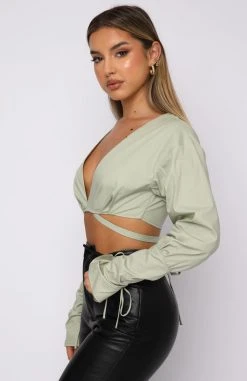White Fox Boutique AU Beauty Secrets Long Sleeve Crop Sage 8 White Fox Boutique AU Beauty Secrets Long Sleeve Crop Sage