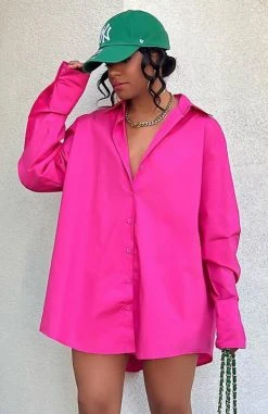 White Fox Boutique AU Clothing Behind The Look Shirt Hot Pink