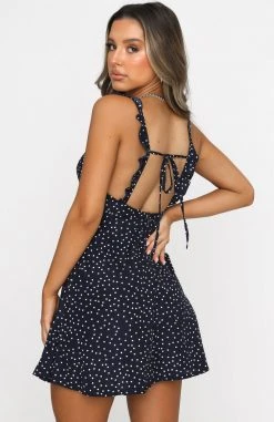 Whitefox Boutique Clothing Losing Sleep Mini Dress Navy Polka Dot