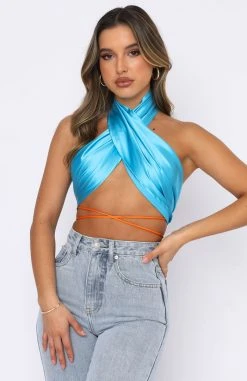White Fox Boutique AU Be Daring Crop Blue