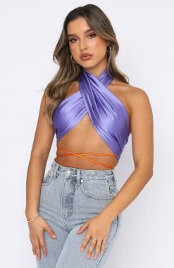 White Fox Boutique AU Tops Be Daring Crop Purple