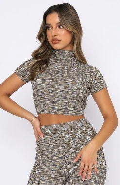 White Fox Boutique AU Be A Rebel Crop Navy