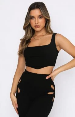 White Fox Boutique AU Clothing Embrace The Moment Crop Black