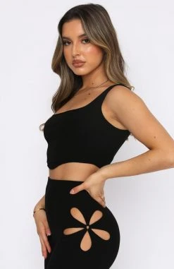 White Fox Boutique AU Clothing Embrace The Moment Crop Black